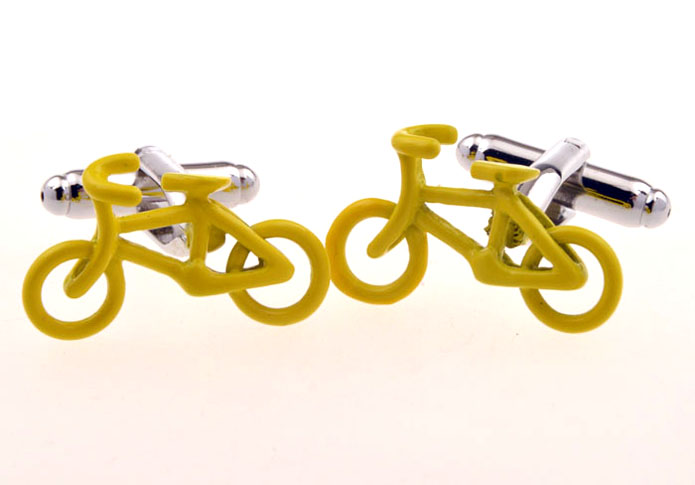 Bicycle Cufflinks  Yellow Lively Cufflinks Paint Cufflinks Transportation Wholesale & Customized  CL655750