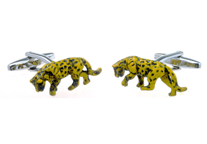Leopard Cufflinks  Yellow Lively Cufflinks Paint Cufflinks Animal Wholesale & Customized  CL656761