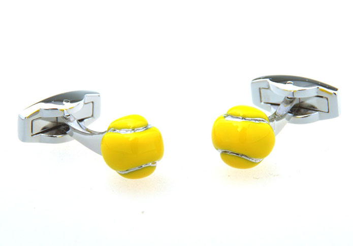 Tennis Cufflinks  Yellow Lively Cufflinks Paint Cufflinks Sports Wholesale & Customized  CL656973