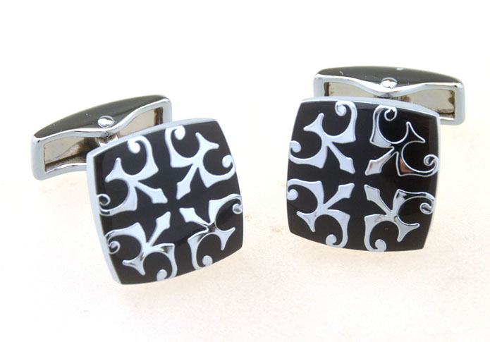Greek Pattern Cufflinks  Black Classic Cufflinks Paint Cufflinks Funny Wholesale & Customized  CL657012