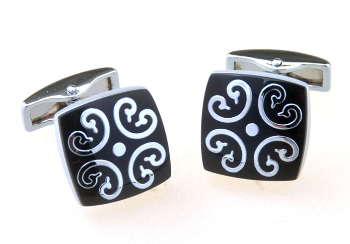 Greek Pattern Cufflinks  Black Classic Cufflinks Paint Cufflinks Funny Wholesale & Customized  CL657013