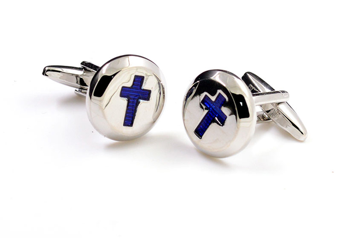 Cross Cufflinks  Blue Elegant Cufflinks Paint Cufflinks Religious and Zen Wholesale & Customized  CL657455