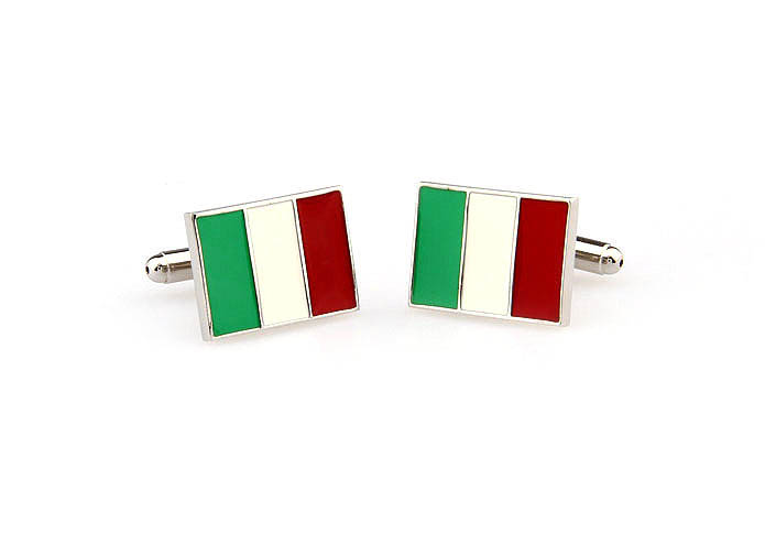 Italian flag Cufflinks  Multi Color Fashion Cufflinks Paint Cufflinks Flag Wholesale & Customized  CL663078