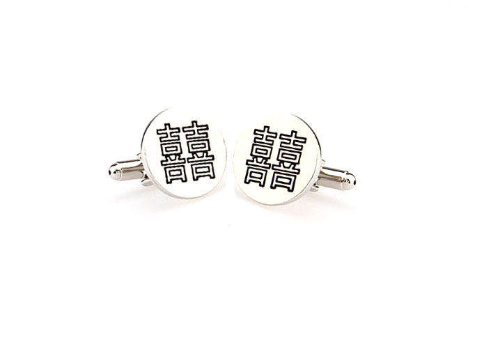 Double Happiness Chinese characters Cufflinks  Black Classic Cufflinks Paint Cufflinks Wedding Wholesale & Customized  CL663404