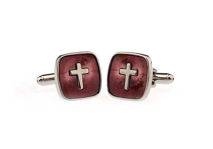 Cross Cufflinks  Pink Charm Cufflinks Paint Cufflinks Religious and Zen Wholesale & Customized  CL663671
