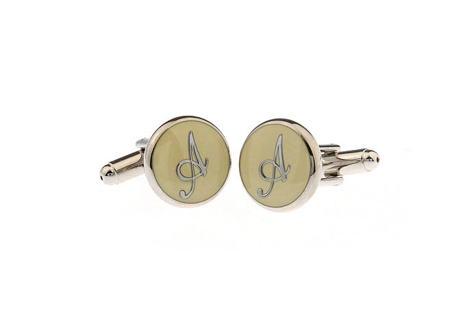 26 Letters A Cufflinks  White Purity Cufflinks Paint Cufflinks Symbol Wholesale & Customized  CL663699
