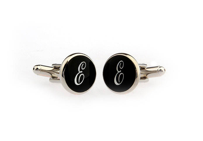 26 Letters E Cufflinks  Black Classic Cufflinks Paint Cufflinks Symbol Wholesale & Customized  CL663729