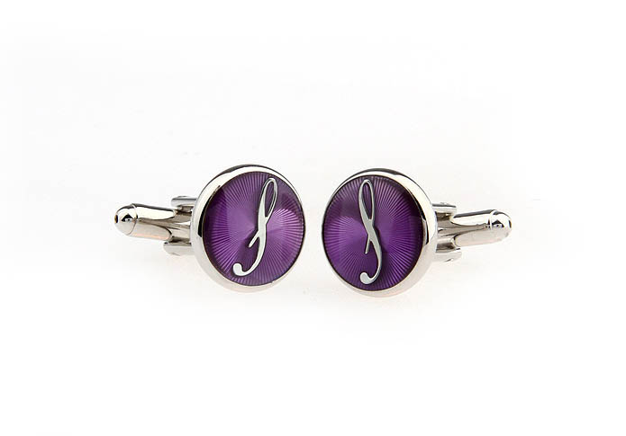 26 Letters I Cufflinks  Purple Romantic Cufflinks Paint Cufflinks Symbol Wholesale & Customized  CL663801