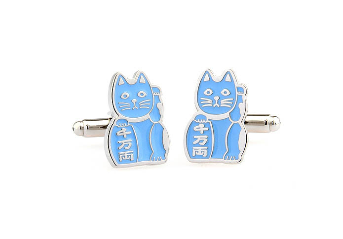 Lucky Cat Cufflinks  Blue Elegant Cufflinks Paint Cufflinks Animal Wholesale & Customized  CL671664