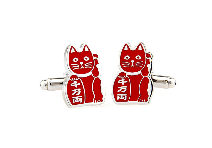 Lucky Cat Cufflinks  Red Festive Cufflinks Paint Cufflinks Animal Wholesale & Customized  CL671671