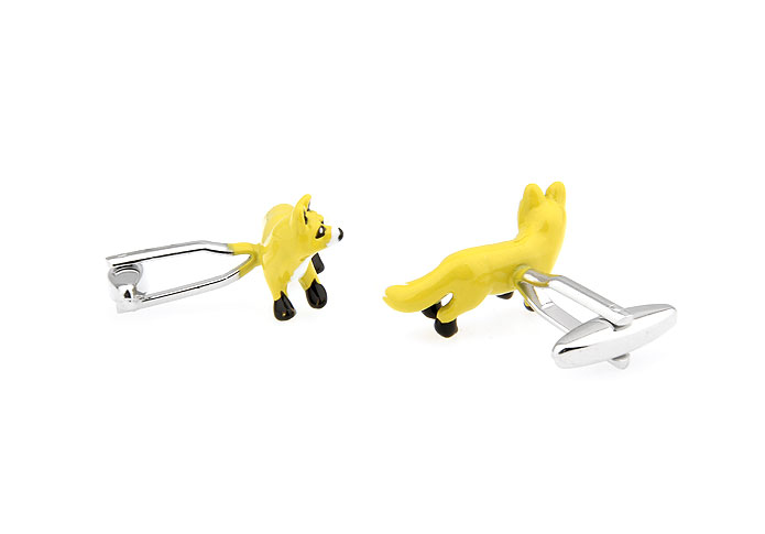 Fox Cufflinks  Yellow Lively Cufflinks Paint Cufflinks Animal Wholesale & Customized  CL720755