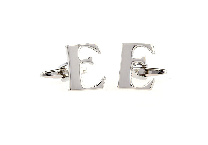 E Letters Cufflinks  Silver Texture Cufflinks Metal Cufflinks Symbol Wholesale & Customized  CL652519