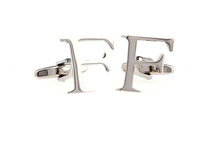 F Letters Cufflinks  Silver Texture Cufflinks Metal Cufflinks Symbol Wholesale & Customized  CL652520