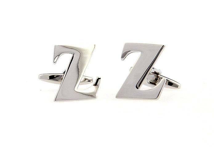 Z Letters Cufflinks  Silver Texture Cufflinks Metal Cufflinks Symbol Wholesale & Customized  CL652535