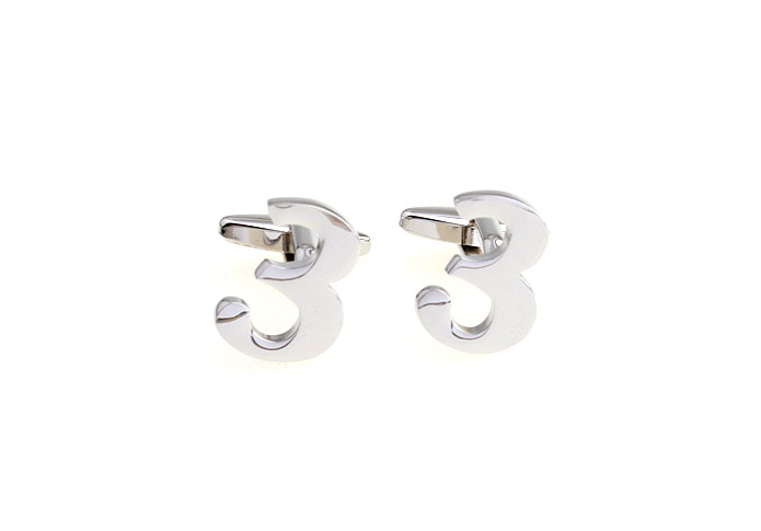 Arabic numerals 3 Cufflinks  Silver Texture Cufflinks Metal Cufflinks Symbol Wholesale & Customized  CL652953