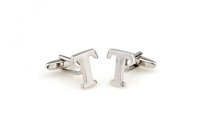 26 Letters T Cufflinks  Silver Texture Cufflinks Metal Cufflinks Symbol Wholesale & Customized  CL653007