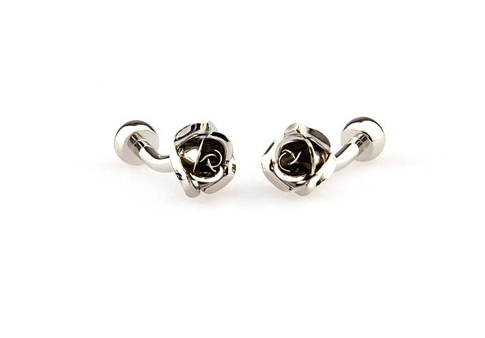 White Day roses Cufflinks  Silver Texture Cufflinks Metal Cufflinks Recreation Wholesale & Customized  CL653026