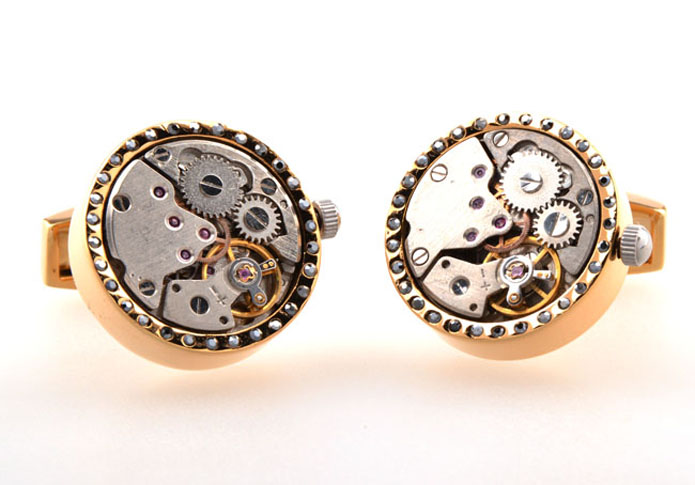 Steampunk with the smallest vintage watch movements Cufflinks  Multi Color Fashion Cufflinks Metal Cufflinks Tools Wholesale & Customized  CL654241
