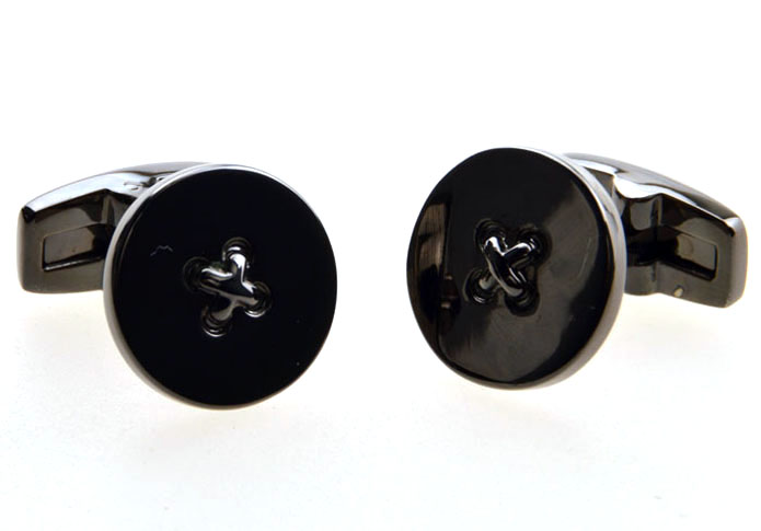 Button Cufflinks  Black Classic Cufflinks Metal Cufflinks Hipster Wear Wholesale & Customized  CL654293