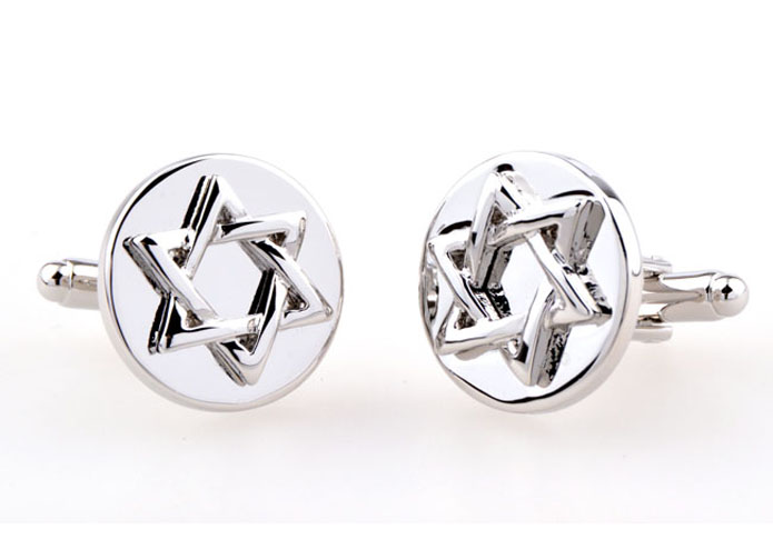The pentagram Cufflinks  Silver Texture Cufflinks Metal Cufflinks Flags Wholesale & Customized  CL654659