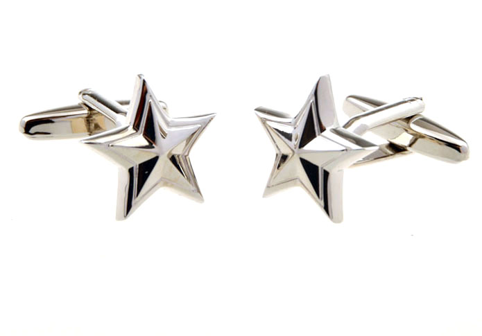 Five-Pointed Star Cufflinks Silver Texture Cufflinks Metal Cufflinks Flags Wholesale & Customized CL655392