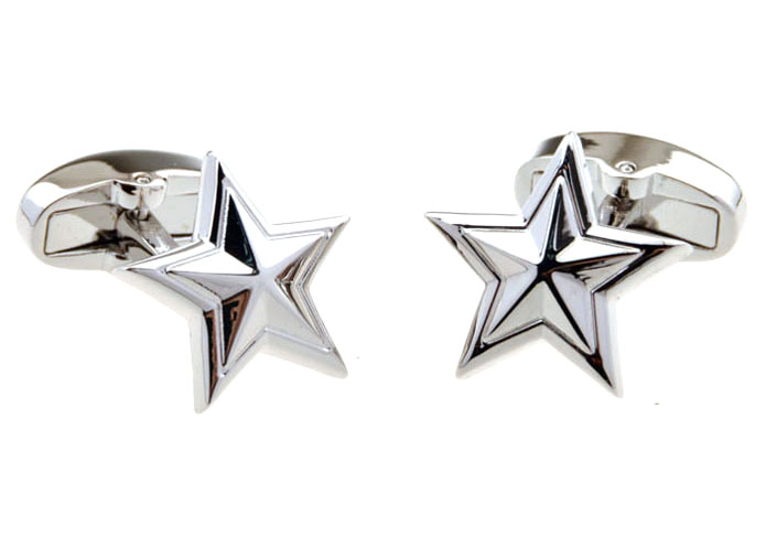 Five-Pointed Star Cufflinks Silver Texture Cufflinks Metal Cufflinks Flags Wholesale & Customized CL655393