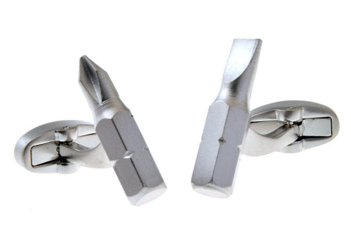 Screwdriver Cufflinks  Silver Texture Cufflinks Metal Cufflinks Tools Wholesale & Customized  CL655756