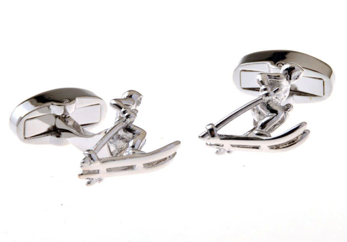 Skiing Cufflinks  Silver Texture Cufflinks Metal Cufflinks Sports Wholesale & Customized  CL655765