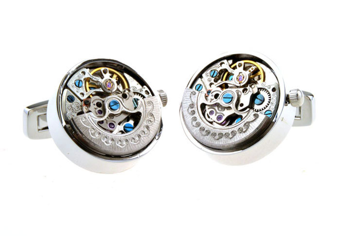 Minimum Wheel Vintage Steampunk Watch Movement Cufflinks  Silver Texture Cufflinks Metal Cufflinks Tools Wholesale & Customized  CL656143
