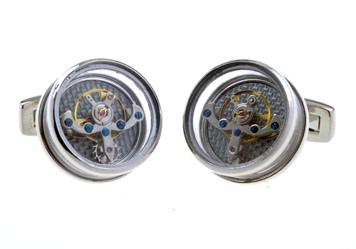 Steampunk minimum wheel vintage watch movement Cufflinks  Silver Texture Cufflinks Metal Cufflinks Tools Wholesale & Customized  CL656256