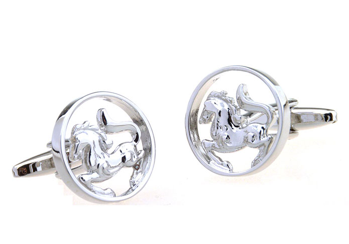Zodiac, Horse, Horse Cufflinks  Silver Texture Cufflinks Metal Cufflinks Animal Wholesale & Customized  CL656720