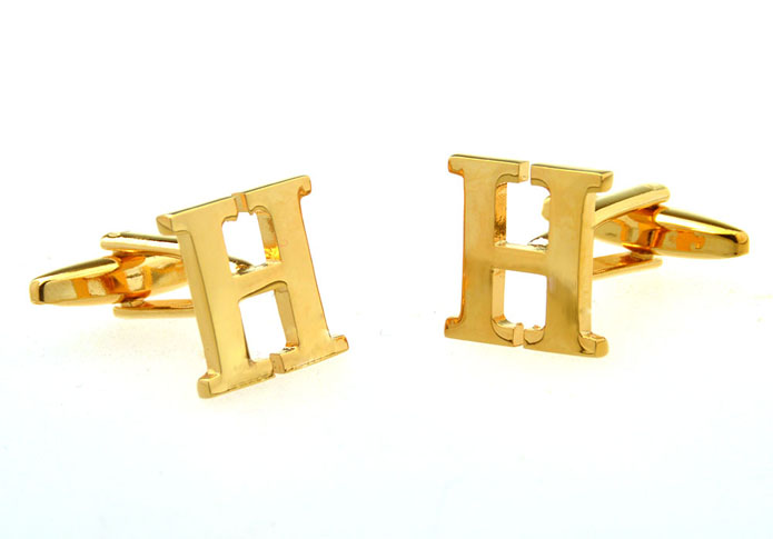 26 Letter H Cufflinks  Gold Luxury Cufflinks Metal Cufflinks Symbol Wholesale & Customized  CL656915