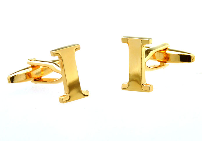 26 Letter I Cufflinks  Gold Luxury Cufflinks Metal Cufflinks Symbol Wholesale & Customized  CL656916