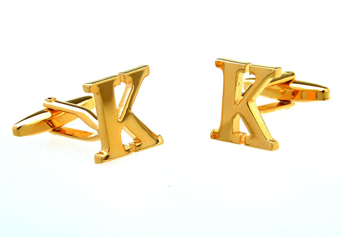26 Letter K Cufflinks  Gold Luxury Cufflinks Metal Cufflinks Symbol Wholesale & Customized  CL656918