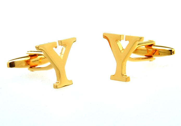 26 Letter Y Cufflinks  Gold Luxury Cufflinks Metal Cufflinks Symbol Wholesale & Customized  CL656932