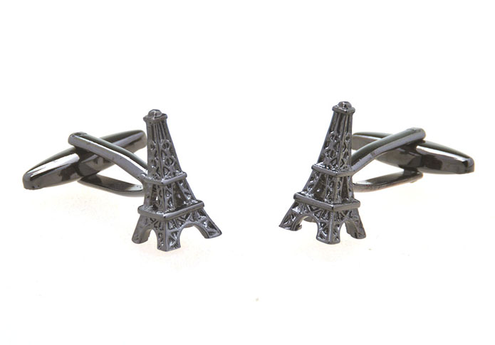 Eiffel Tower Cufflinks  Gun Metal Color Cufflinks Metal Cufflinks Architecture Wholesale & Customized  CL656934