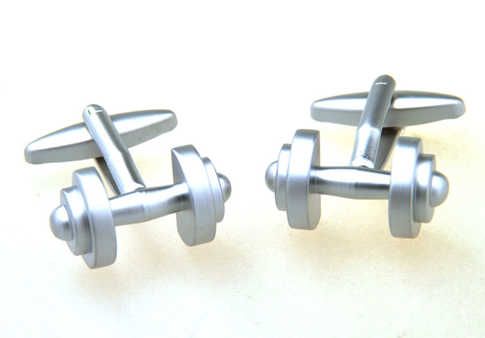 Dumbbell Cufflinks  Silver Texture Cufflinks Metal Cufflinks Sports Wholesale & Customized  CL656946