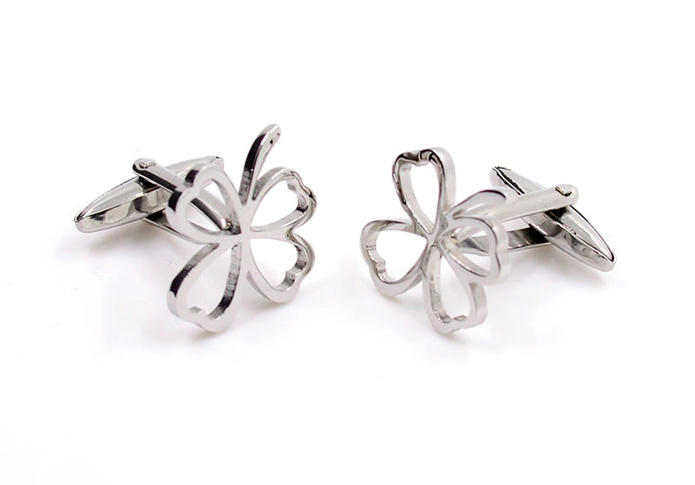 Four Leaf Clover Cufflinks  Silver Texture Cufflinks Metal Cufflinks Knot Wholesale & Customized  CL657102