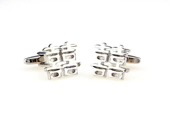 Double Happiness Wedding Cufflinks  Silver Texture Cufflinks Metal Cufflinks Wedding Wholesale & Customized  CL666823