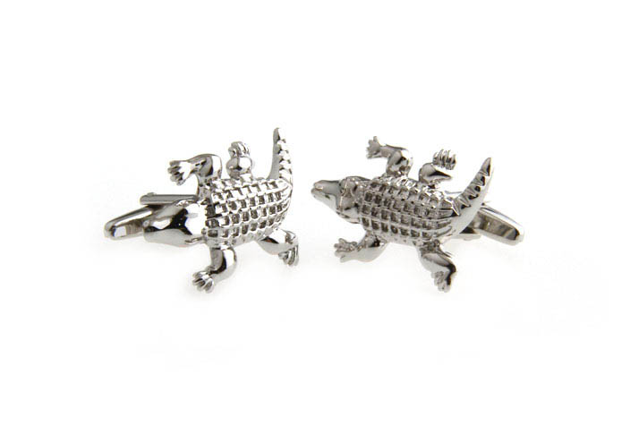 Crocodile Cufflinks  Silver Texture Cufflinks Metal Cufflinks Animal Wholesale & Customized  CL666880