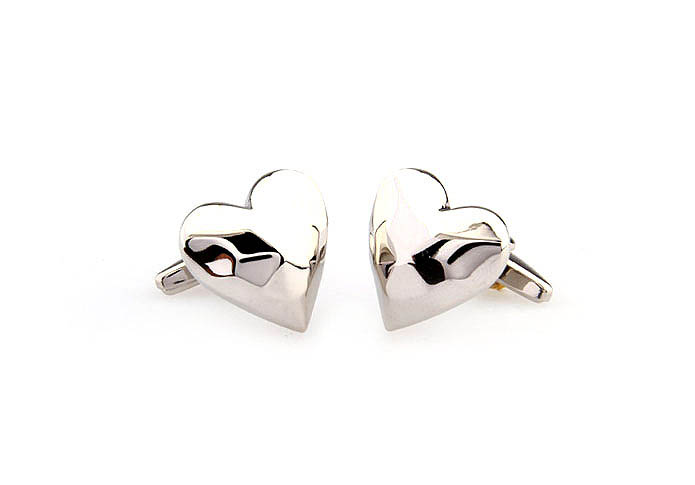 Heart shaped Cufflinks  Silver Texture Cufflinks Metal Cufflinks Recreation Wholesale & Customized  CL667626