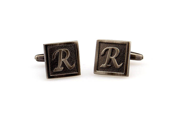 26 Letters R Cufflinks  Gray Steady Cufflinks Metal Cufflinks Symbol Wholesale & Customized  CL667971