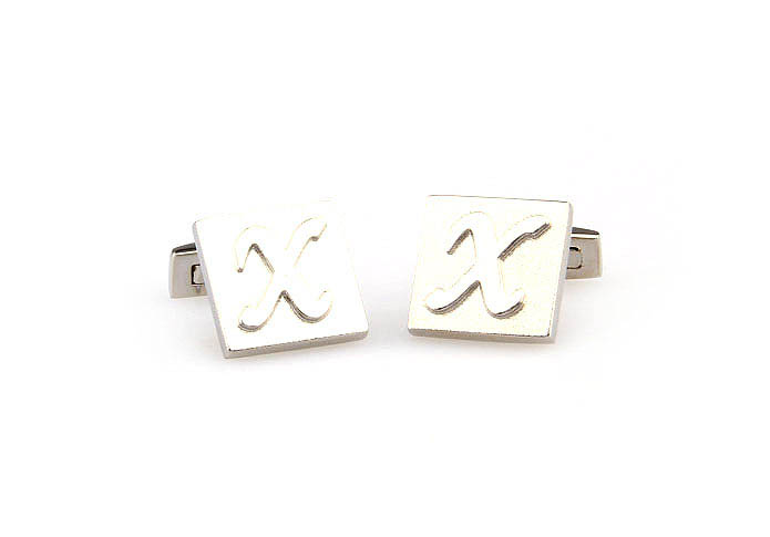 26 Letters X Cufflinks  Silver Texture Cufflinks Metal Cufflinks Symbol Wholesale & Customized  CL668000