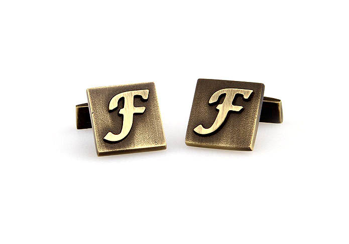 26 Letters F Cufflinks  Bronzed Classic Cufflinks Metal Cufflinks Symbol Wholesale & Customized  CL668005