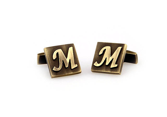 26 Letters M Cufflinks  Bronzed Classic Cufflinks Metal Cufflinks Symbol Wholesale & Customized  CL668010