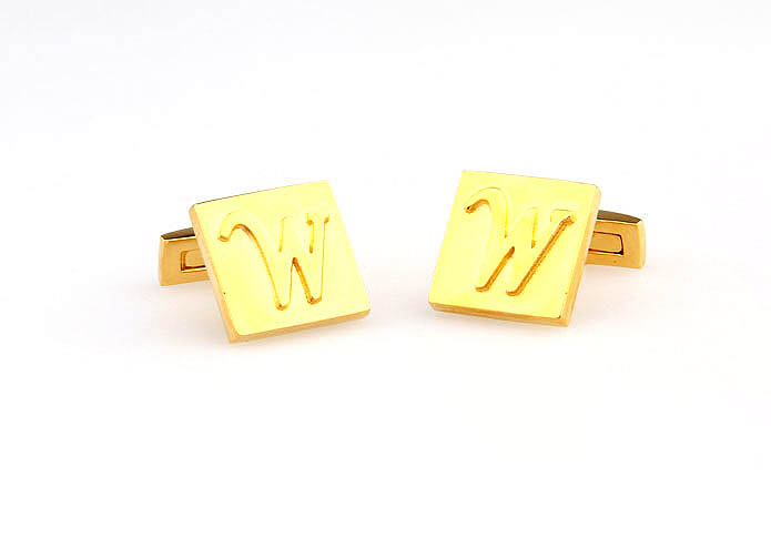 26 Letters W Cufflinks  Gold Luxury Cufflinks Metal Cufflinks Symbol Wholesale & Customized  CL668049