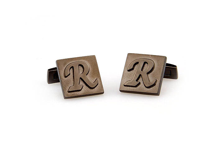 26 Letters R Cufflinks  Gray Steady Cufflinks Metal Cufflinks Symbol Wholesale & Customized  CL668067