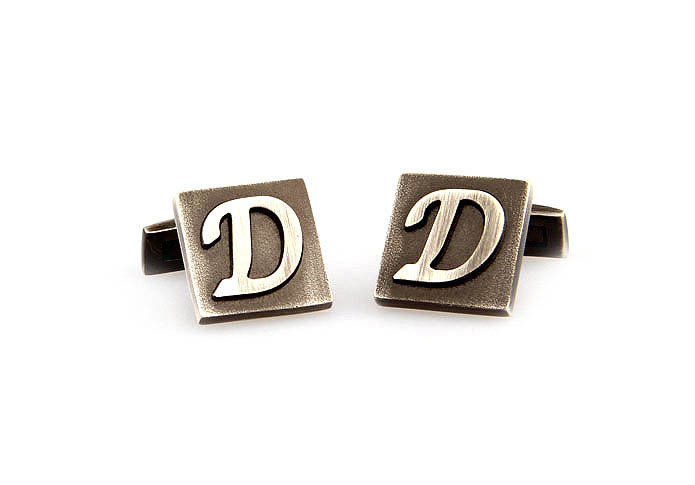 26 Letters D Cufflinks  Gray Steady Cufflinks Metal Cufflinks Symbol Wholesale & Customized  CL668099