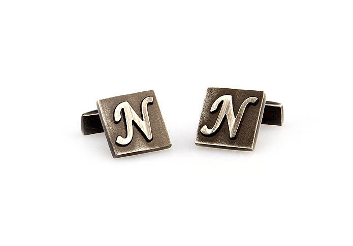 26 Letters N Cufflinks  Gray Steady Cufflinks Metal Cufflinks Symbol Wholesale & Customized  CL668106