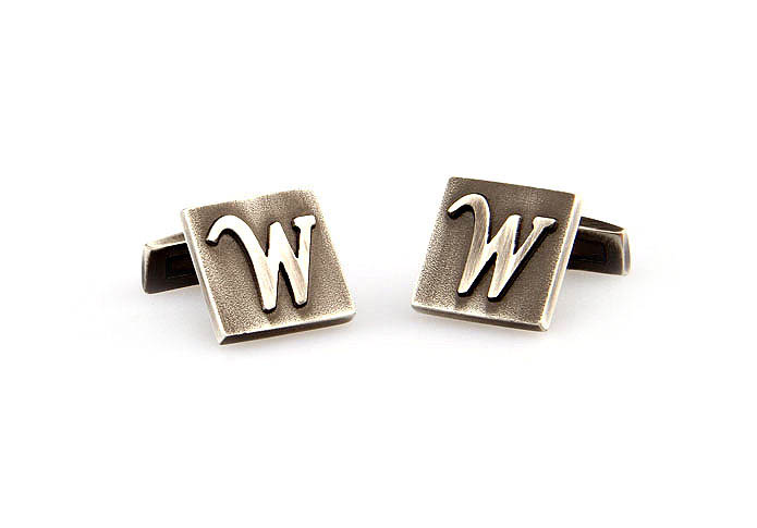 26 Letters W Cufflinks  Gray Steady Cufflinks Metal Cufflinks Symbol Wholesale & Customized  CL668111